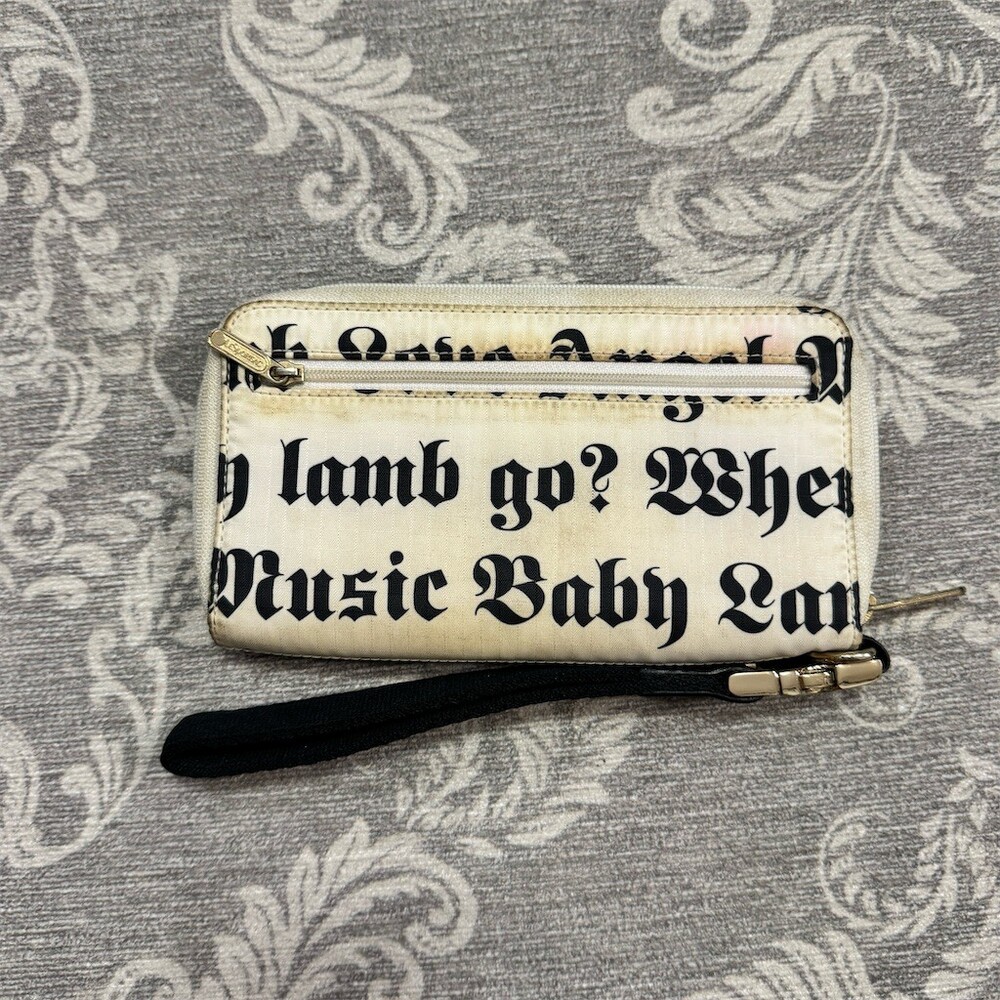 LeSportsac L.A.M.B by Gwen Stefani Wristlet Wallet White Gothic Script - Picture 5 of 8